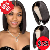 Half Price/// 13x4 Transparent Lace Front Human Hair Wig - Straight Bob