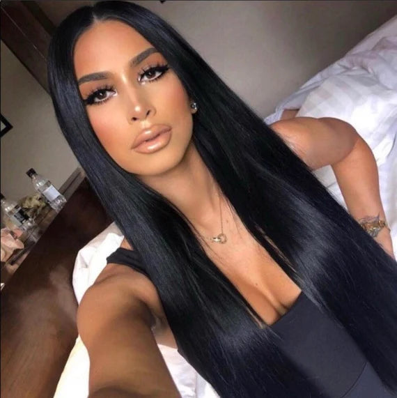 4x4/13x4/13x6/Full Frontal/360/Full Lace Transparent Lace Jet Black 1# Color Wig - Straight