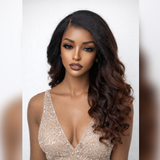 【Upgraded】PreCut 4-Line Invisible Strap 360 HD Lace Ombre Brown Color Wig - Yaki Wave