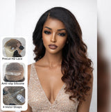【Upgraded】PreCut 4-Line Invisible Strap 360 HD Lace Ombre Brown Color Wig - Yaki Wave