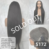 【Solo-Piece】360 Transparent Lace 26inch 150% Invisible Strap Wig - Yaki Straight