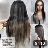 【Solo-Piece】5x5 HD Lace 16inch 150% 613 Highlight Wig - Straight