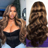"370 Fitted Cap" HD LACE FRONT Highlight Color WIG WITH Invisible Strap - Body wave