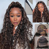 "370 Fitted Cap" HD LACE FRONT Highlight Color WIG WITH Invisible Strap - Water Wave