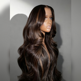 "370 Fitted Cap" HD LACE FRONT Highlight Color WIG WITH Invisible Strap - Body Wave Wavy