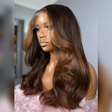 HD Lace 13x6 Fitted Cap Ear Tap Highlight Color Wig - Wavy