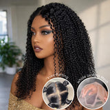 WHOLE LACE NO MESH TRANSPARENT LACE HUMAN HAIR WIG WITH Invisible Strap - Kinky Curly