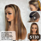 【Solo-Piece】360 HD Lace Preplucked 14inch 150% Super Preplucked Highlight Color Invisible Strap Wig - Straight