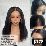 【Solo-Piece】Byebye Knots 13x6 HD Lace 14inch 250% Frontal Wig - Yaki Straight