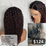 【Solo-Piece】360 Transparent Lace Ombre Color 18inch 150% Wig - Curly