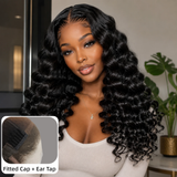HD Lace 13x6 Fitted Cap Ear Tap Wig - Loose Wave Wander Curl