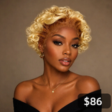 [50% OFF]HALF PRICE ///  13x4 Transparent Lace Ombre Blonde Wig - Curl Bob