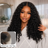 HD Lace 13x6 Fitted Cap Ear Tap Wig - Bouncy Curly with Finger Coily Ends