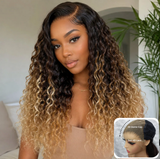 "3D DOME CAP" 9x6 HD Lace Upgraded Hairline Ombre Color Wig with Drawstring - Water  Wave