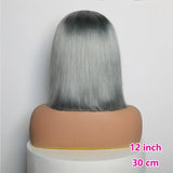 Grey 13×4/13×6 Transparent Lace Front Silver Color(613) Short Bob Wig - Straight