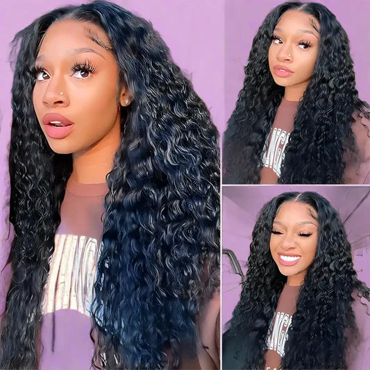 4x4/13x4/13x6/Full Frontal/360/Full Lace Transparent Lace Jet Black 1# Color Wig - Water Wave