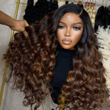 BYE~BYE~KNOTS HD SWISS LACE 5X5 CLOSURE LACE OMBRE WIG - WAVY