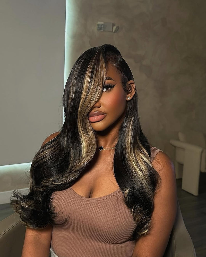 13x6 Swiss Lace Front Upgraded Hairline Pre-plucked Hilight Color 150%180% Wig - Wavy