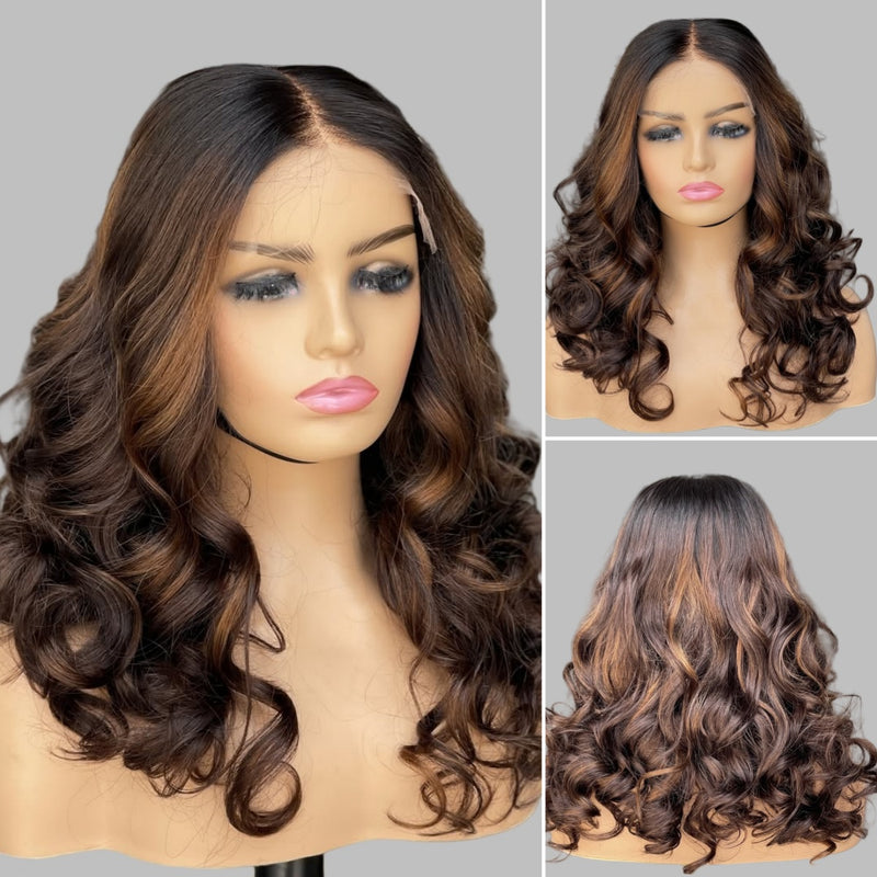 【Flash Sale】13x6  HD Lace Upgraded Hairline Highlight Color Wig - Body Wave Wavy