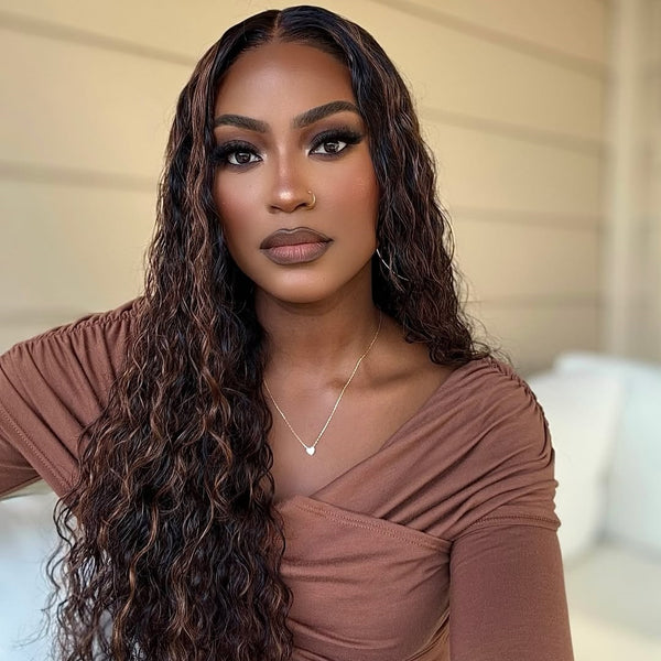 360 HD/Transparent Lace Pre-Plucked Highlight Color Wigs with Invisible Strap - Water Wave