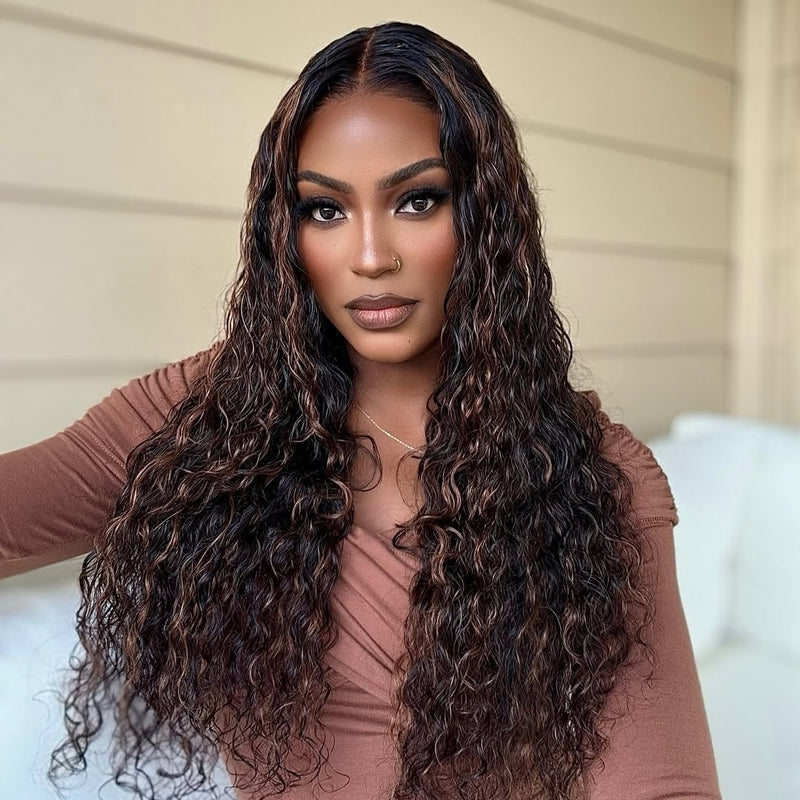 360 HD/Transparent Lace Pre-Plucked Highlight Color Wigs with Invisible Strap - Water Wave