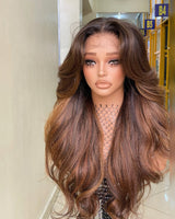 "3D DOME CAP" 9x6 HD  Lace Upgraded Hairline C-shape Ear Glueless Highlight Color Wig with Drawstring - Yaki Wave