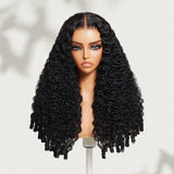 【Upgraded】PreCut 4-Line Invisible Strap 360 HD Lace Wig - Burmese Curly with Spiral Curl Ends