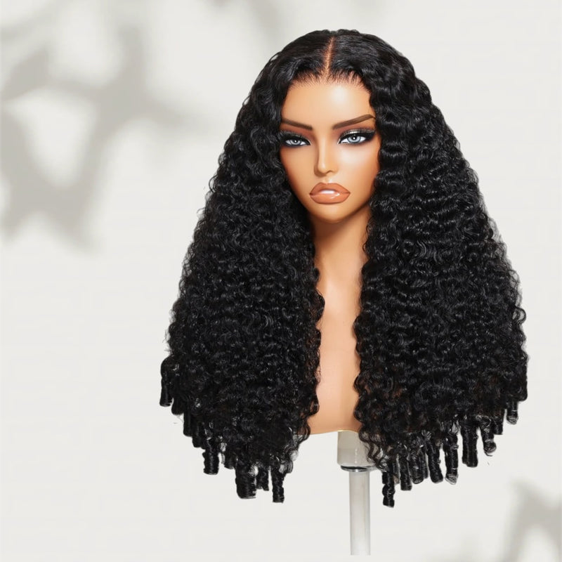 【Upgraded】PreCut 4-Line Invisible Strap 360 HD Lace Wig - Burmese Curly with Spiral Curl Ends