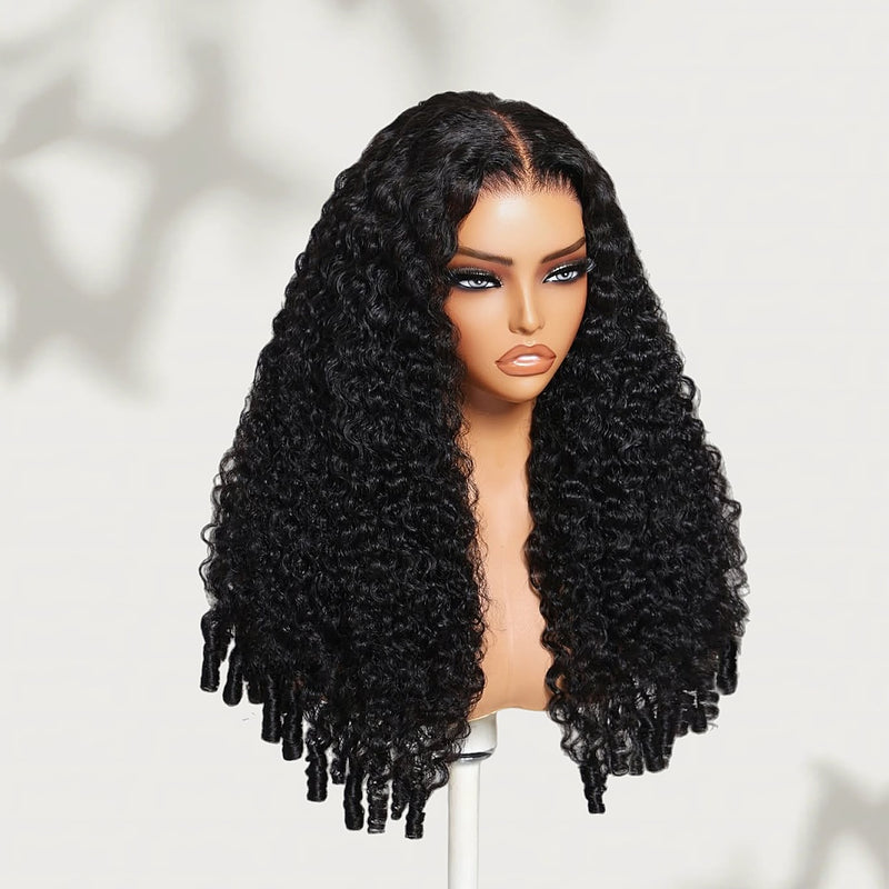 【Upgraded】PreCut 4-Line Invisible Strap 360 HD Lace Wig - Burmese Curly with Spiral Curl Ends