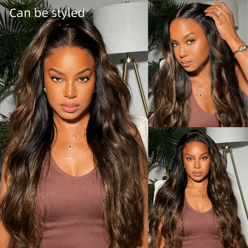 "3D DOME CAP" 9x6 HD Lace Upgraded Hairline C-shape Ear Glueless Ombre Color Wig with Drawcord - Light Yaki Straight