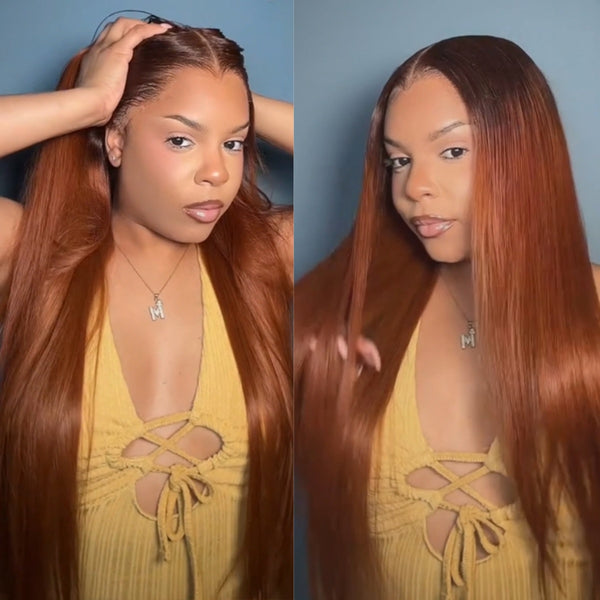 "LAGOS" M-Shaped HAIRLINE 13x6 Transparent Lace Front Honeyed Ombre Color Wig - Straight