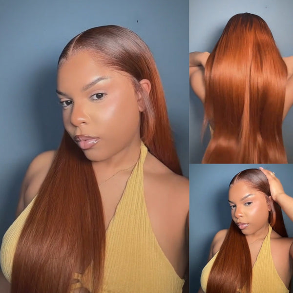 "LAGOS" M-Shaped HAIRLINE 13x6 Transparent Lace Front Honeyed Ombre Color Wig - Straight