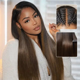 "3D DOME CAP" 9x6 HD Lace Upgraded Hairline C-shape Ear Glueless Ombre Color Wig with Drawcord - Light Yaki Straight