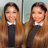 "LAGOS" M-Shaped HAIRLINE 13x6 Transparent Lace Front Ombre Color Wig - Straight