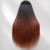 Upgraded EasiContour V-Part Glueless Reddish Brown Ombre Color Wig With New Drawcord - Light Yaki Straight