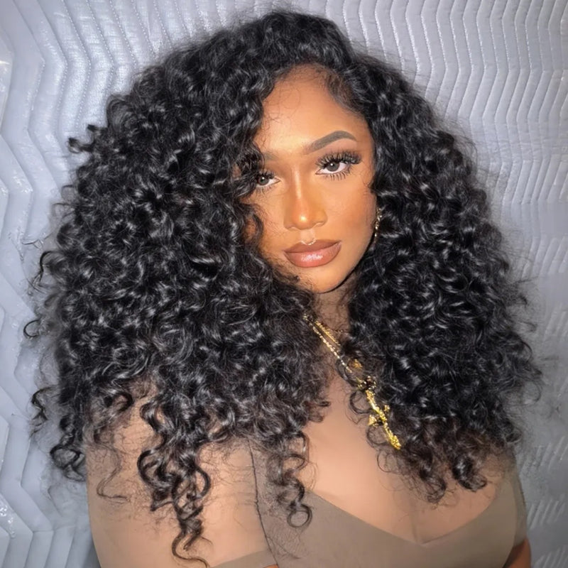 【3 IN 1 Half Wig】 Flip Over Half Wig with Drawcord Wear & Go Glueless Wig - Deep Curly