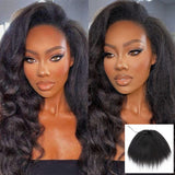 【3 IN 1 Half Wig】 Flip Over Half Wig with Drawstring Wear & Go Glueless Wig - Kinky Straight