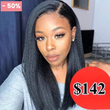 HALF PRICE /// Full Lace Transparent Lace Human Virgin Hair Wig - Yaki Straight