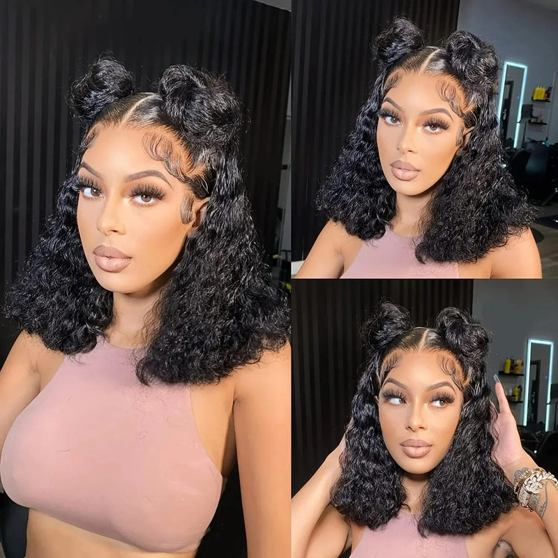 HALF PRICE /// Full Lace/13x4 Transparent Lace Human Hair Wig - Water Wave  Bob