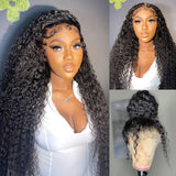 Alexus 360 HD Lace Curly Human Hair Wigs with Transparent Drawstring