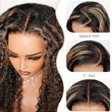 【Upgraded】PreCut 4-Line Invisible Strap 360 HD Lace Highlight Color Wig - Jerry Curly