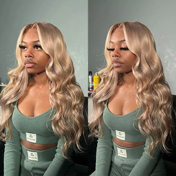 13x4/13x6 Transparent Lace Front Pre-plucked Hairline Ash Blonde Colorful Wig - Body Wave