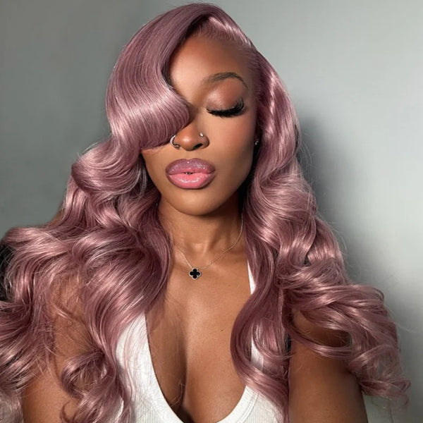 5x5/13x4 Transparent Lace Front Pre-plucked Hairline 150%180% Ash Purple Color Wig - Body Wave