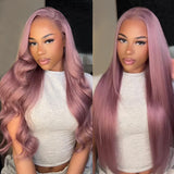 5x5/13x4 Transparent Lace Front Pre-plucked Hairline 150%180% Ash Purple Color Wig - Straight