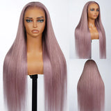 5x5/13x4 Transparent Lace Front Pre-plucked Hairline 150%180% Ash Purple Color Wig - Straight