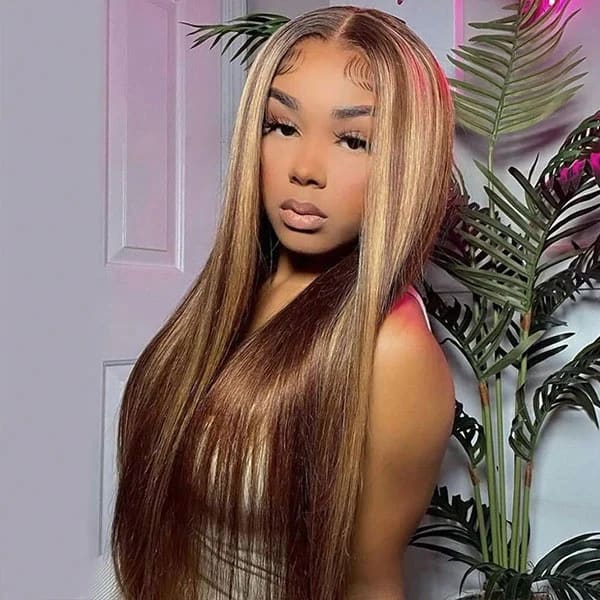 Audrey Highlight Blonde Preplucked Silky Straight 13x4  Lace Wig