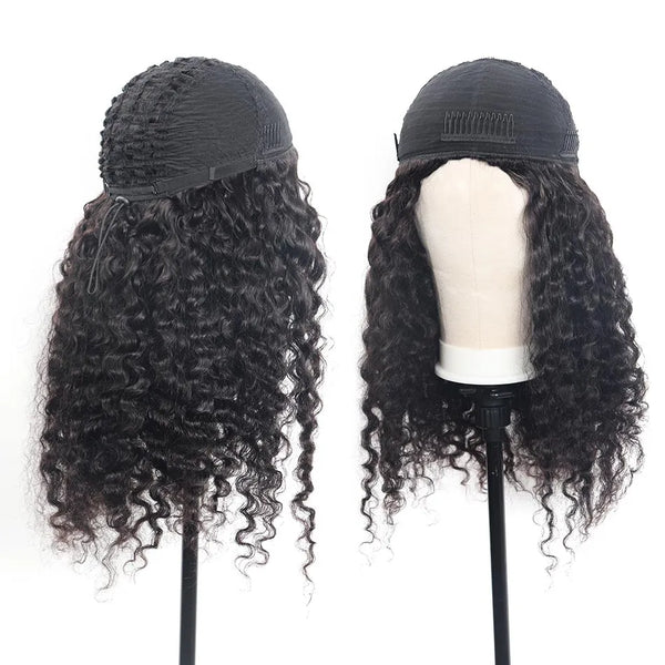 【3 IN 1 Half Wig】 Flip Over Half Wig with Drawstring Wear & Go Glueless Wig - Burmese Curly