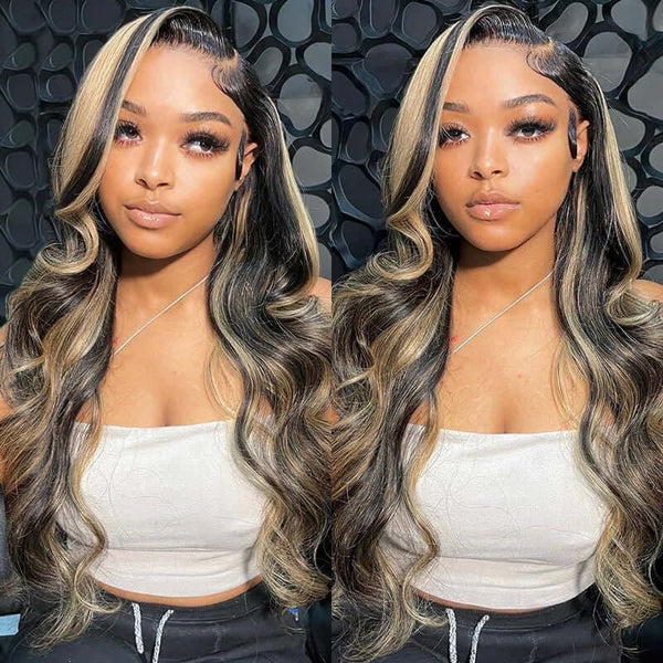 Balayage Highlight Lace Front Wig Human Hair Pre Plucked 13X6/ 13x4 HD Lace Ombre Body Wave Wig