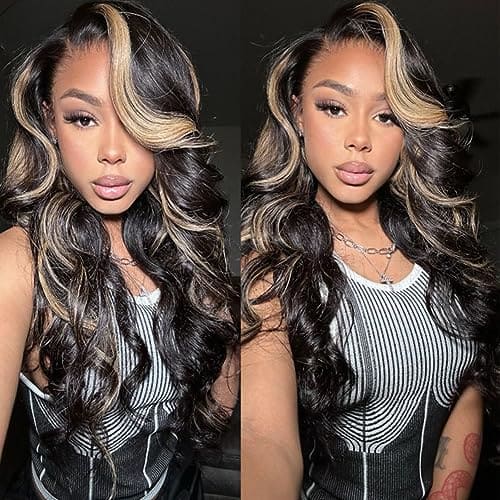 Balayage Highlight Lace Front Wig Human Hair Pre Plucked 13X6/ 13x4 HD Lace Ombre Body Wave Wig