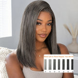 5x5/13x4 Transparent Lace Front Pre-plucked Salt and Pepper Color Wig - Straight
